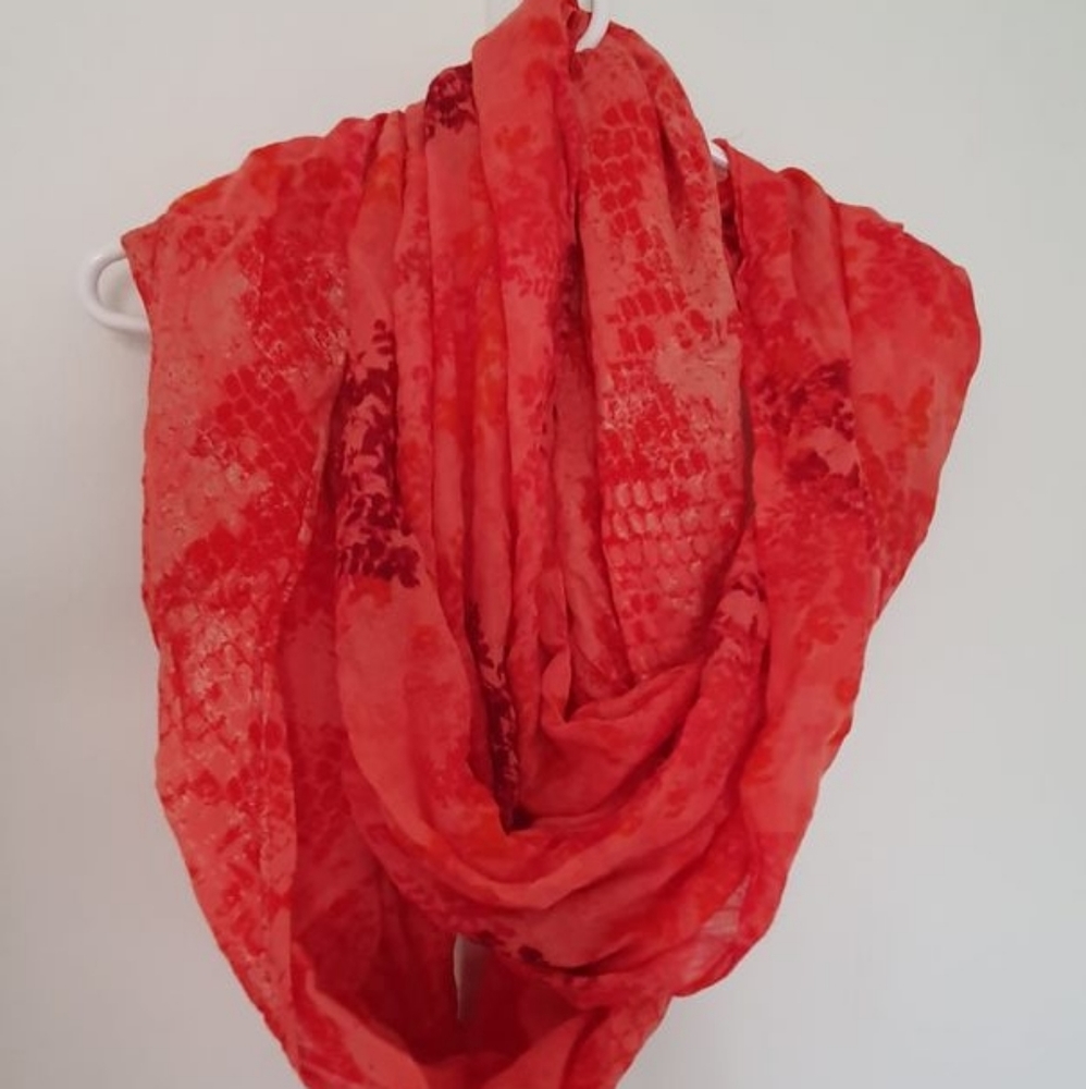 Express Orange Dual Pattern Infinity Scarf - Picture 5 of 5